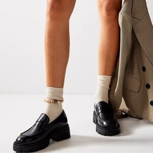 Free People Lyra Lug Sole Loafers Size 9.5 NWOB Black